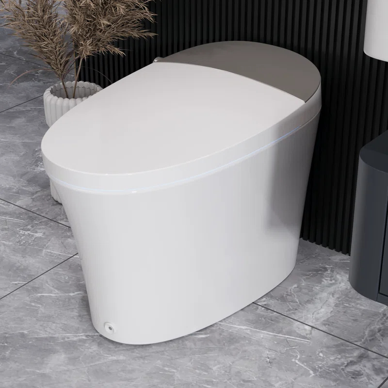 DeerValley DV-1S0150-V3 Smart Bidet Toilet Elongated, Auto Open/Close Lid, Seat Heat, Foot Kick & Blackout Flush, Premium
