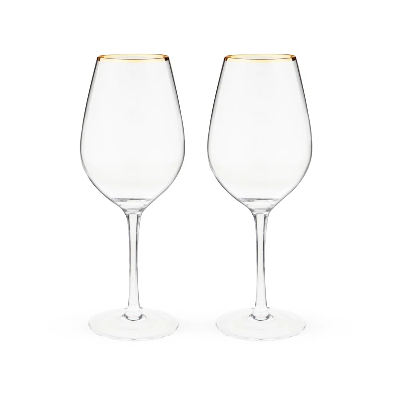 Twine Gilded Stemmed Wine Glasses (Set of 2)
