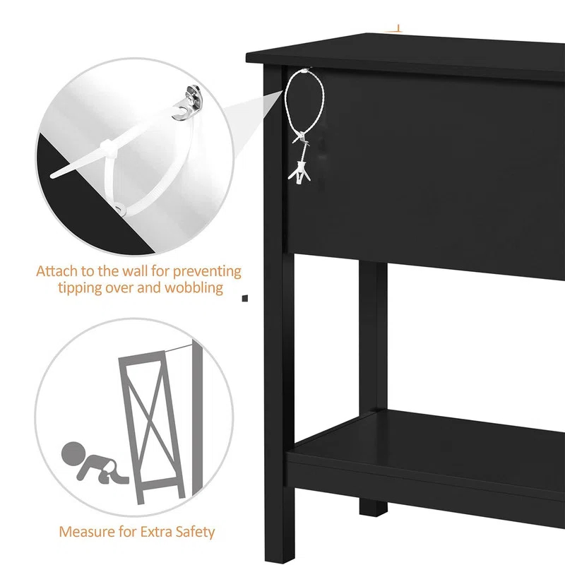 Console Table with 4 Drawers,Sofa Side Table with Open Storage Shelf, Entryway Table for Living Room