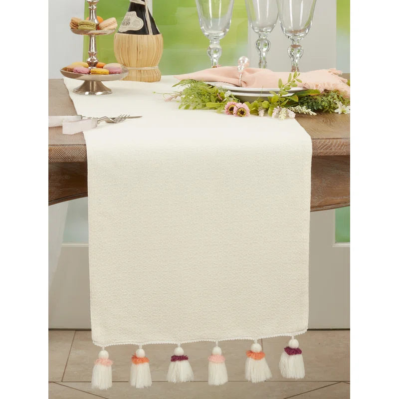 Saro Olivia Collection Cotton Blend Table Runner