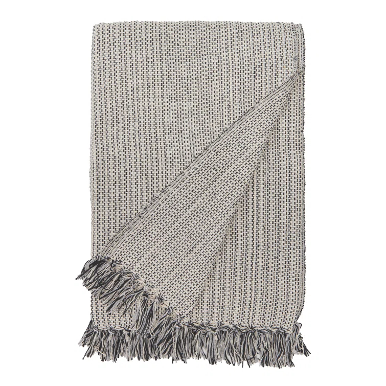 James Cotton Oversized Throw by Pom Pom at Home - Ivory and Charcoal