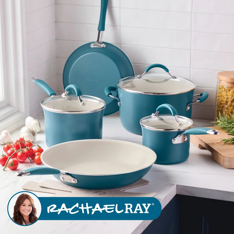 Rachael Ray Rachael Ray Cucina Ceramic Nonstick Cookware Pots And Pans Set, 10 Piece