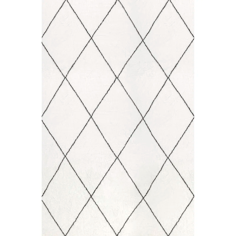 Loon Peak® Addy Trellis Machine Washable Shag Ivory Area Rug