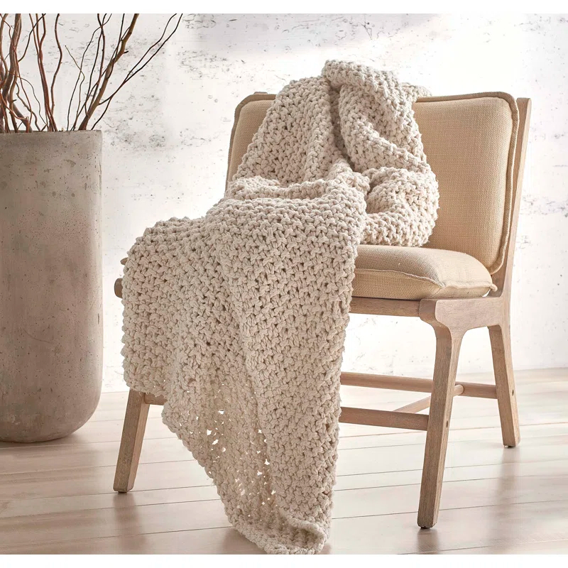 Pure Chunky Cotton Knitted Throw