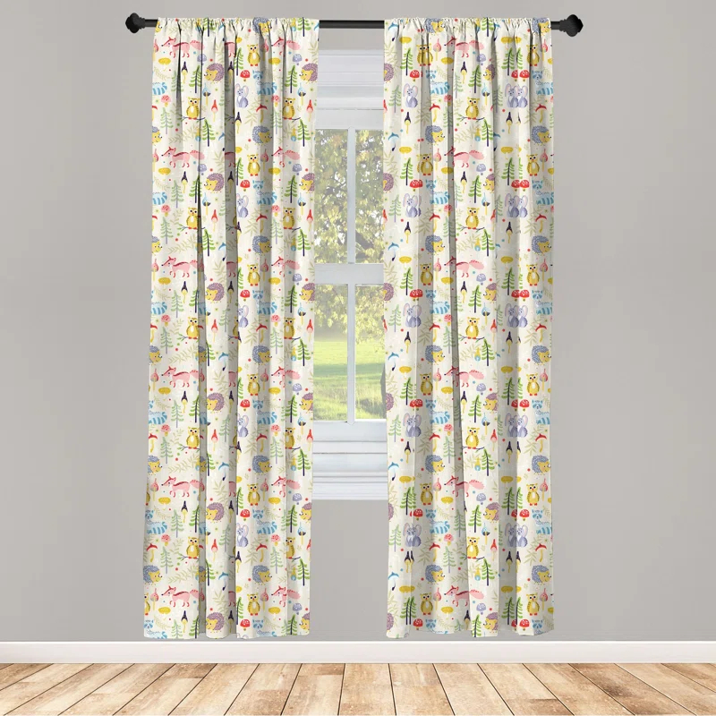 Ambesonne Colorful Semi-Sheer Rod Pocket Curtain Panels (Set of 2)