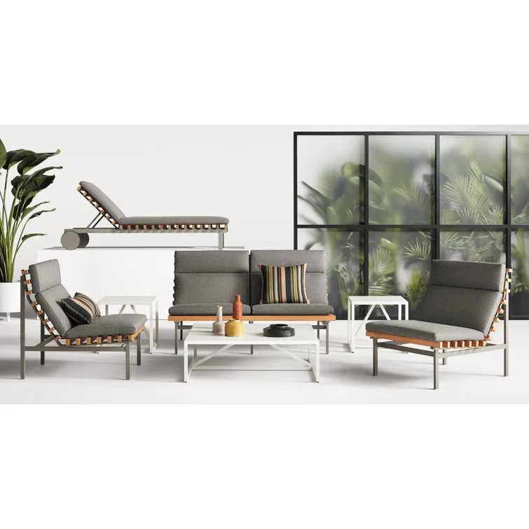 Perch 59'' Wide Powder Coated Aluminum Loveseat with Cushions