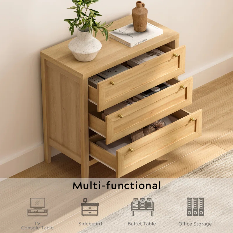 Bay Isle Home™ 3 Drawer Dresser,Wide Chest Of Drawers (Set of 2)