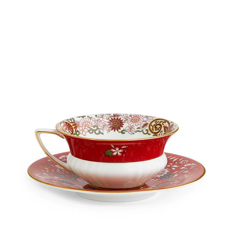 Wedgwood Wonderlust Crimson Orient 2 Piece Bone China Teacup and Saucer Set & Reviews | Wayfair