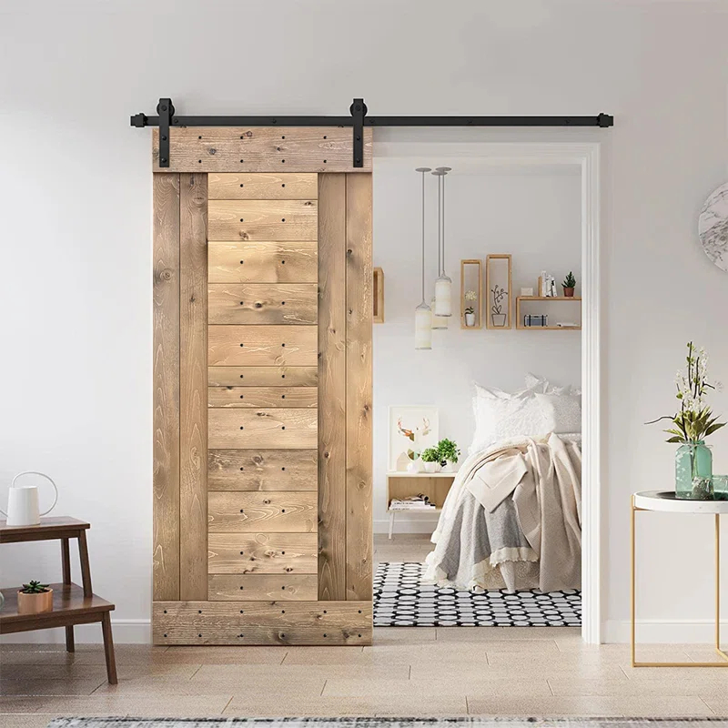 Calhome 84'' Solid Wood Paneled Painted with Installation Hardware Kit Barn Door
