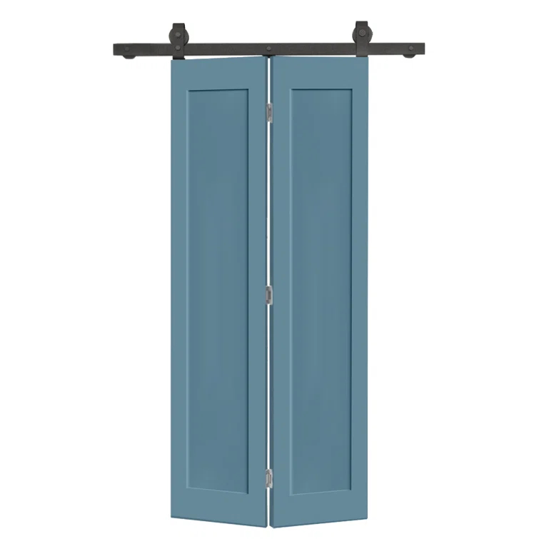 Calhome 1 Panel Shaker Composite Bi-Fold Door with Sliding Barn Door Hardware Kit
