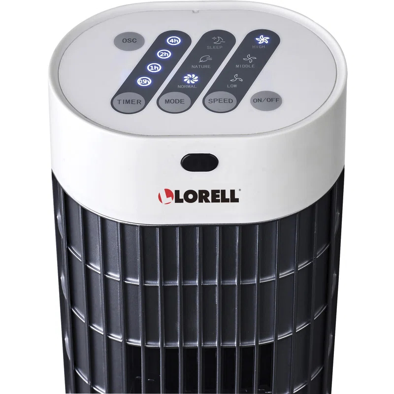 Lorell Lorell Tower Fan - 30" Diameter - 3 Speed - Sleep Mode, Breeze Mode, Oscillating, Timer - 30.2" Height X 9.5" Width X 9.5" Depth - Plastic - Black, Silver