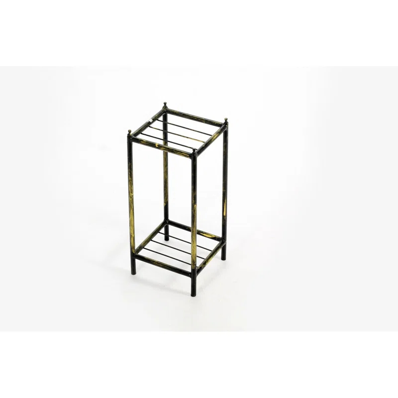 HEIMAO Stone Slab 2 Tier Small Square Cast Metal Plant Stand