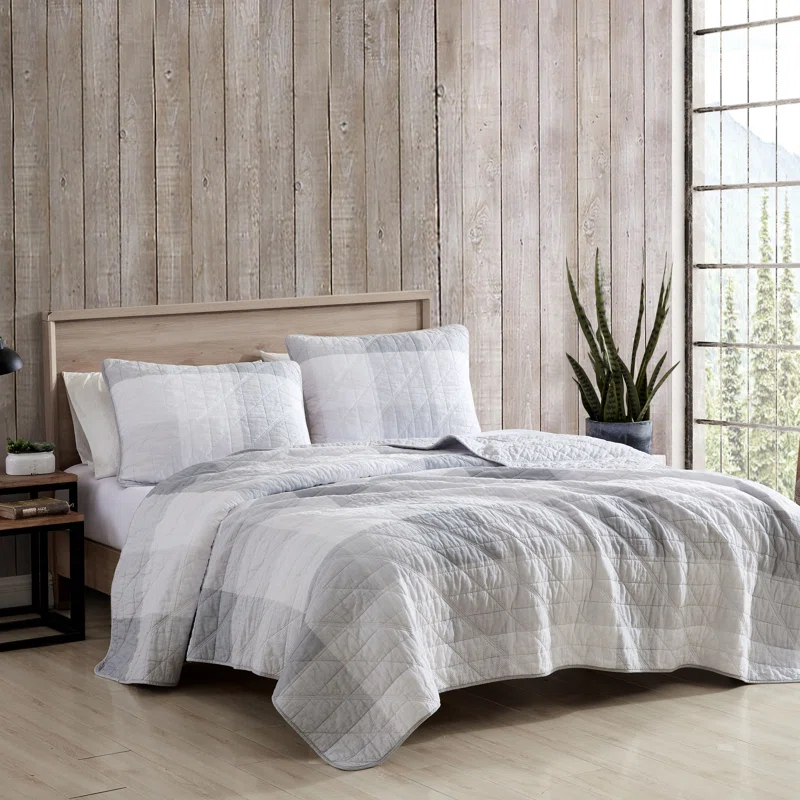 Eddie Bauer Eddie Bauer Boulder Plaid Cotton Green Quilt Set
