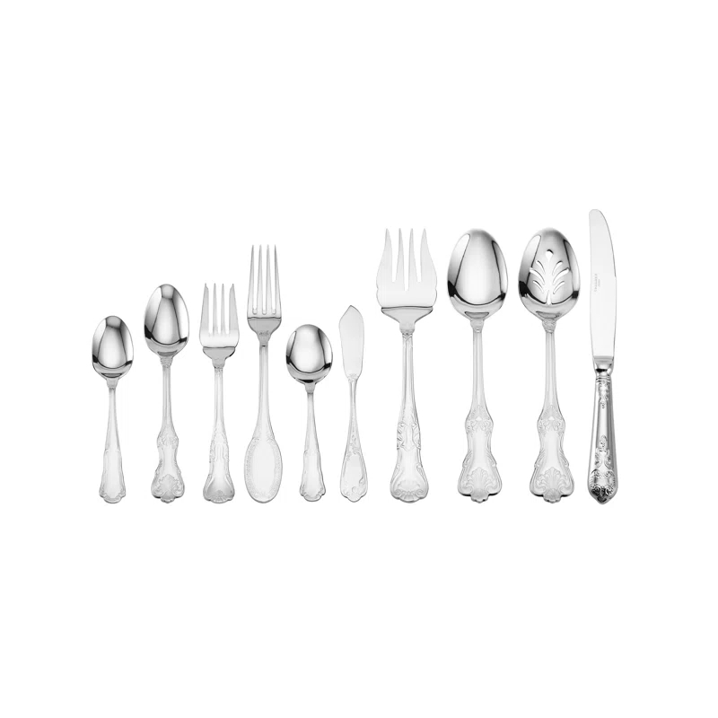 Wallace Wallace Hotel Lux 77-Piece 18/10 Stainless Steel Flatware Set, Silver, Service for 12