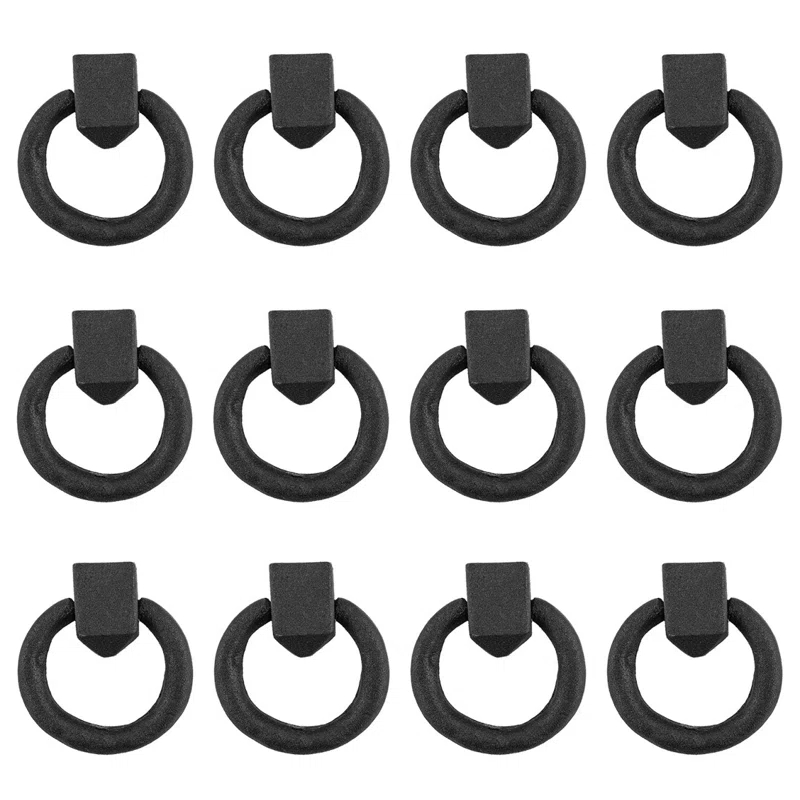 The Renovators Supply Inc. Wrought Iron Cabinet Gate Door Ring Pull Multipack (Set of 12)