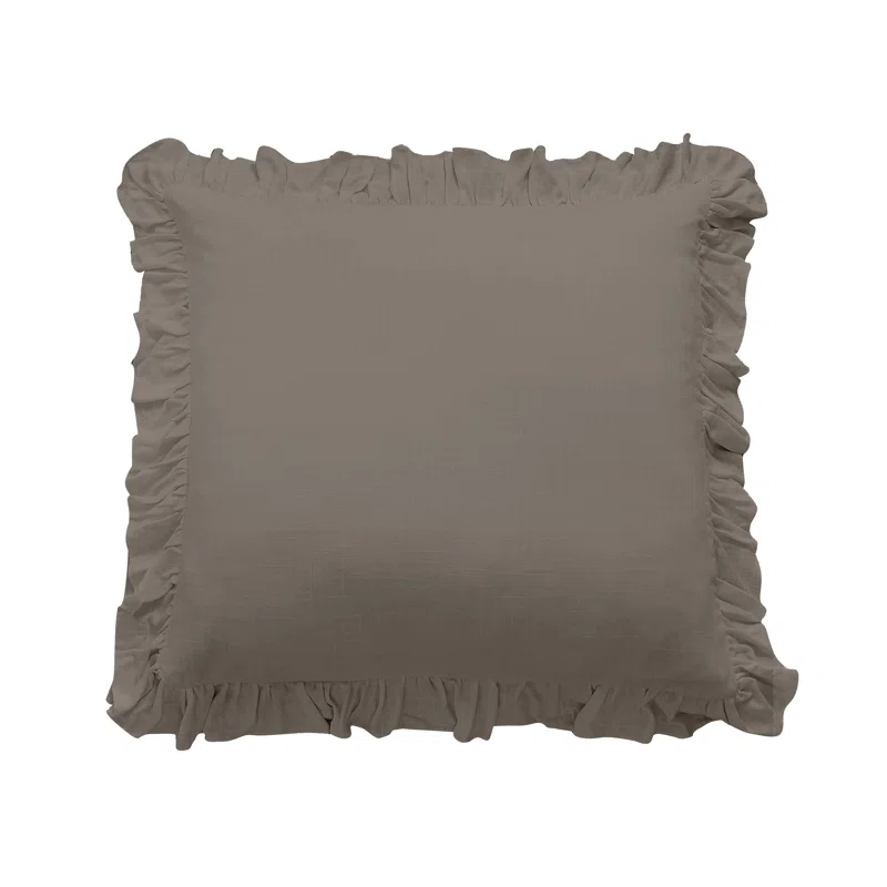 HiEnd Accents Lily Washed Linen Ruffled Classic Chic Romantic Farmhouse Pillow Sham