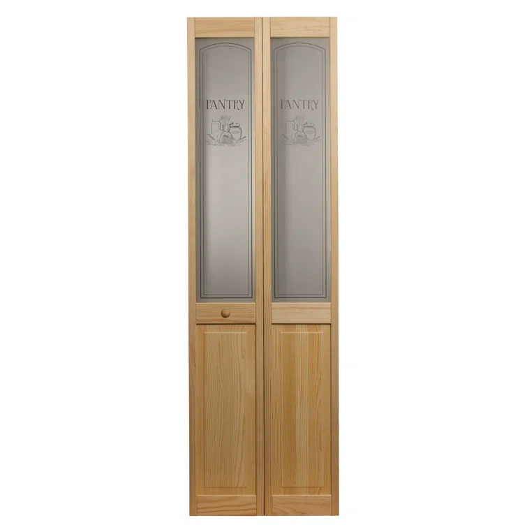 LTL Home Products 80'' Solid Wood Glass Unfinished Bi-Fold Door