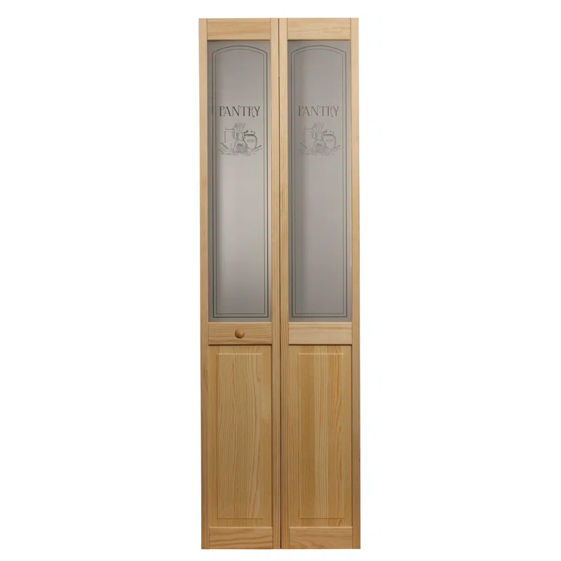 LTL Home Products 80'' Solid Wood Glass Unfinished Bi-Fold Door