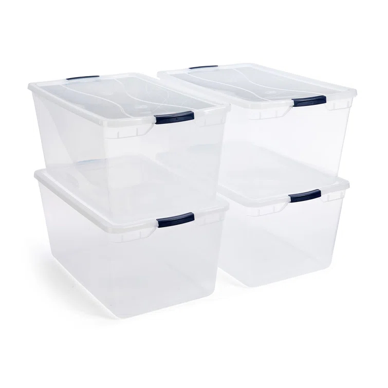 Rubbermaid Rubbermaid Cleverstore Clear 95 Qt Plastic Storage Bins with Lids, 4-Pack