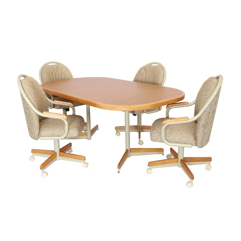 Caster Chair Company 5-Piece Extendable Double-Pedestal Caster Dining Set