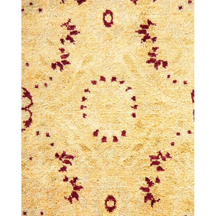 Handmade Red and Beige Wool 8' x 10' Area Rug