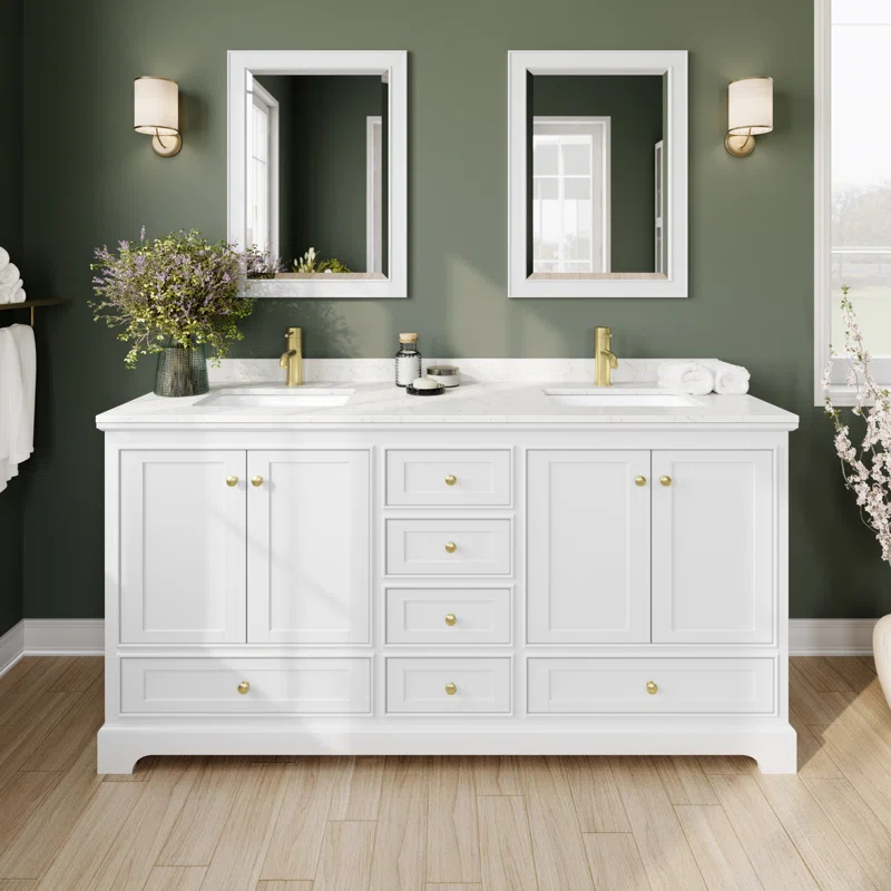 Wyndham Collection Deborah 72'' Double Bathroom Vanity with Marble Top
