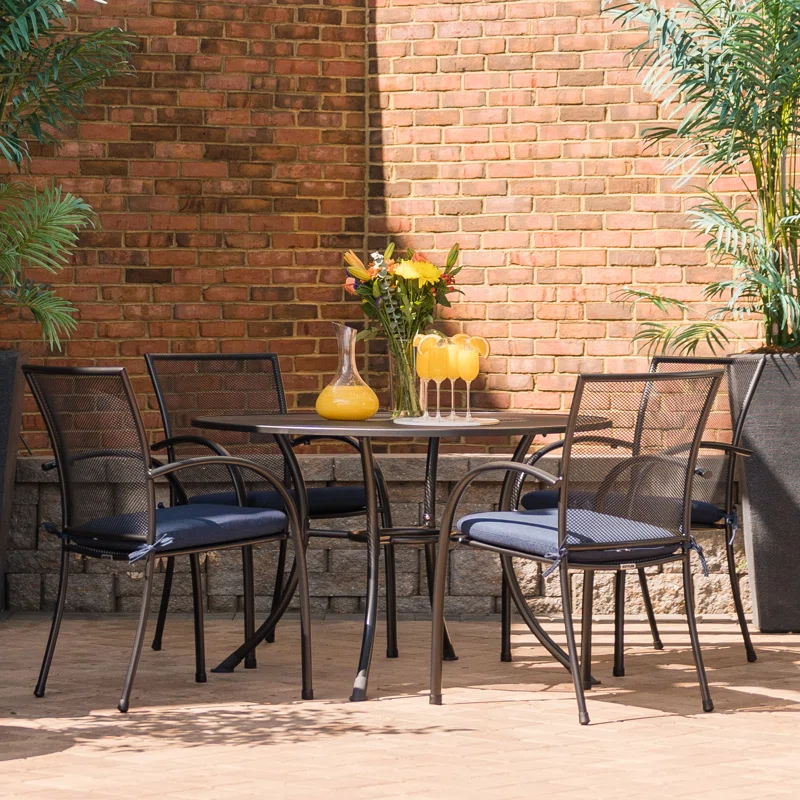 Kettler USA Round Mesh Top Dining Table with Umbrella Hole