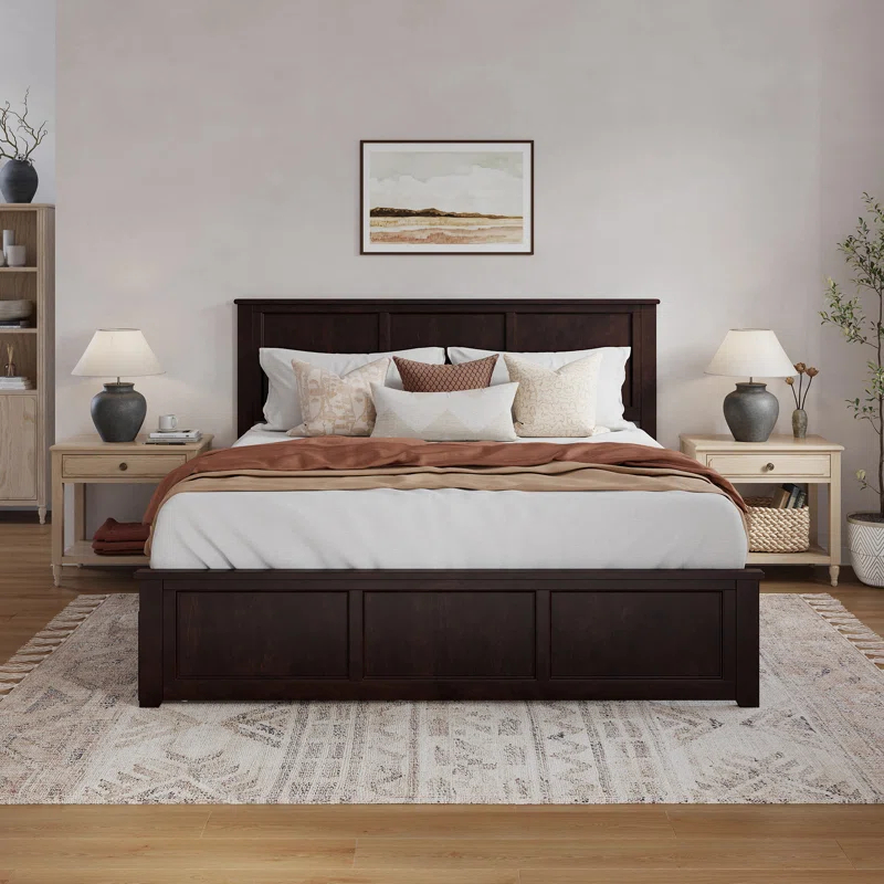 AFI Furnishings Madison Solid Wood Platform Bed with Matching Footboard & Storage Drawers