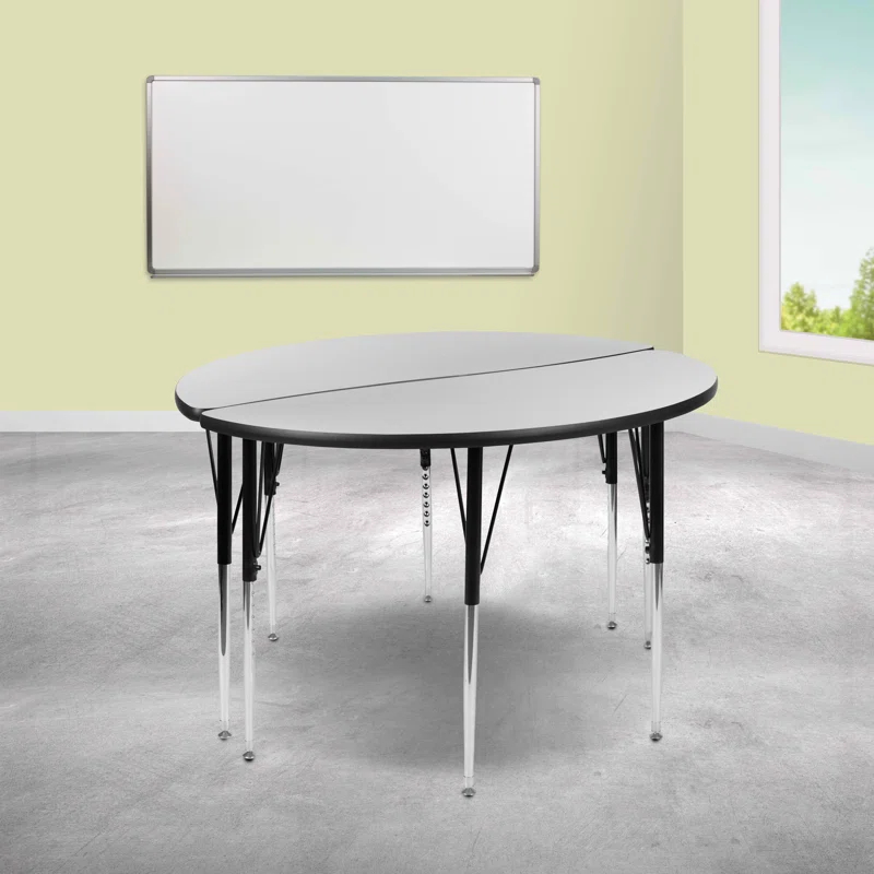 Flash Furniture Goddard Half Circle Wave Collaborative Adjustable Height Activity Table