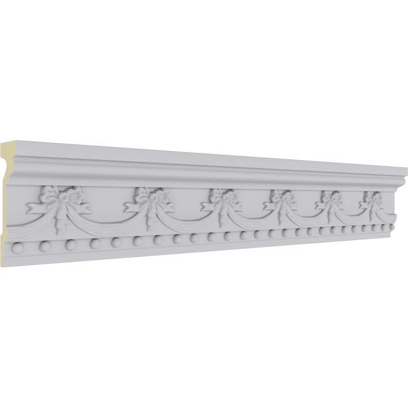 Ekena Millwork 6 1/4"H x 2"P x 94 1/2"L Federal Swag & Bow Chair Rail Moulding