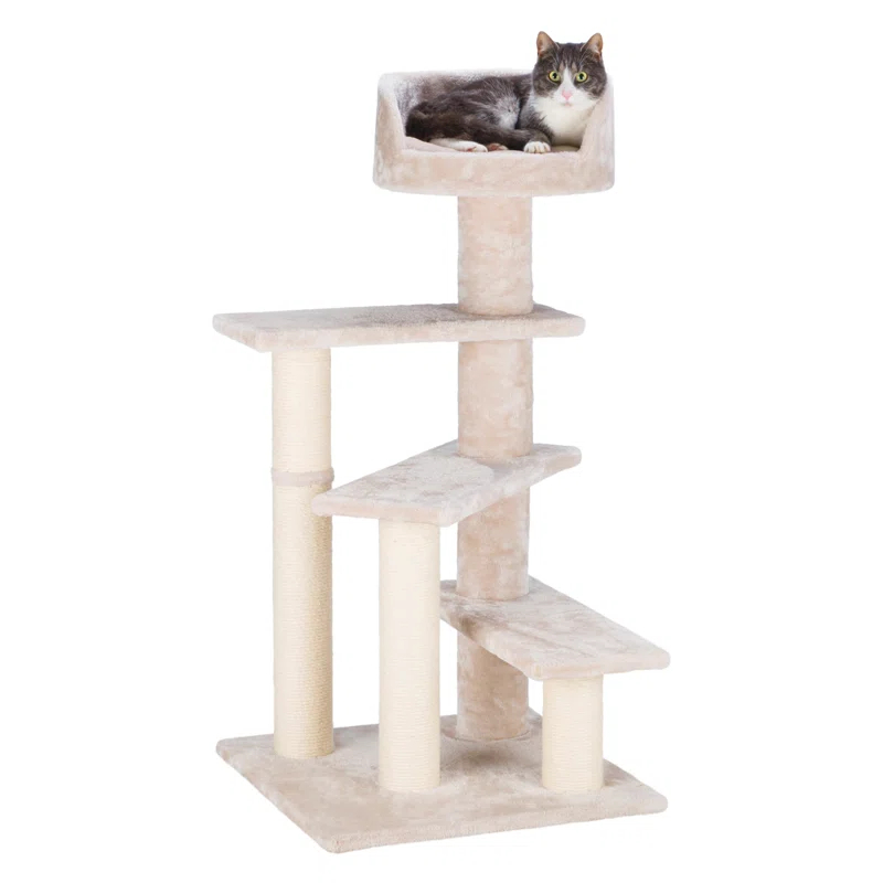 TRIXIE TRIXIE Tulia Senior 40.2" Cat Tower, 4-Level Cat Tree, Sisal Scratching Posts, Plush Platforms, Top Platform Bed