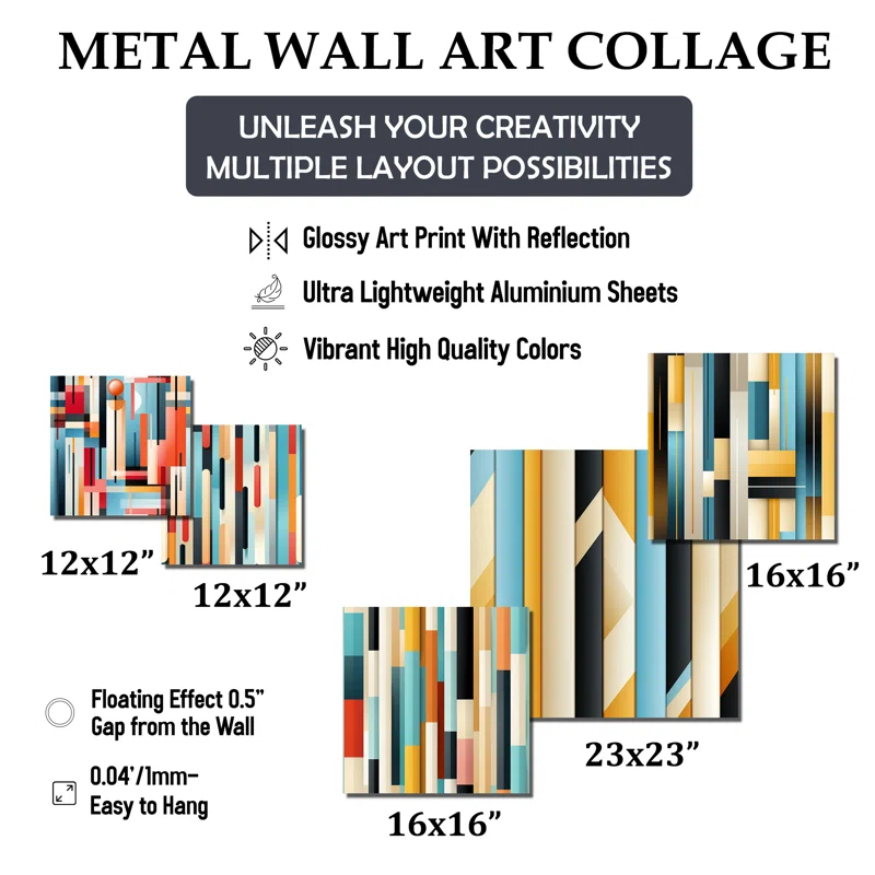 Urban Chic Striped Pattern - Abstract Wall Art Set Of 5