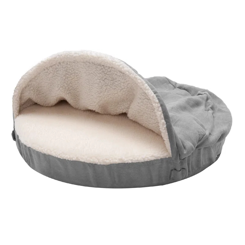 FurHaven Faux Sheepskin Round Hooded Orthopedic Dog Bed
