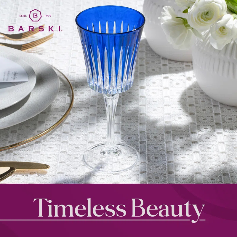 Barski Colored Wine Glasses - Set of 6 Wine Goblets - Glassware - Water Goblets - 7.5 oz (Set of 6)