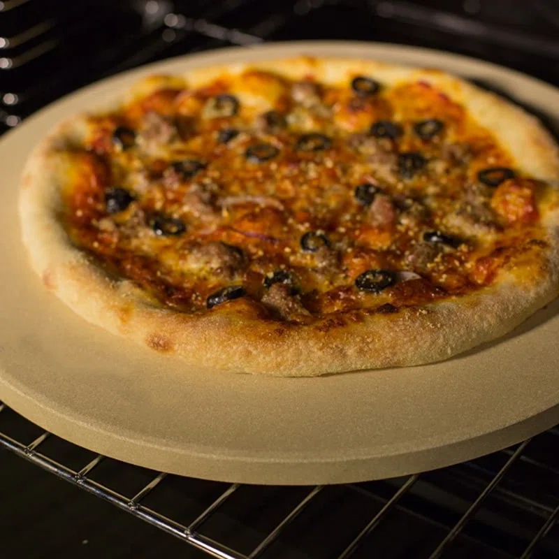 LIFETIME FLOORING LLC Pizza Stone Round 16 Inch For Grill And Oven, Large Cordierite Baking Stone For Bread, Safe Circular Cooking Stone For Grill 16", Easy To Clean