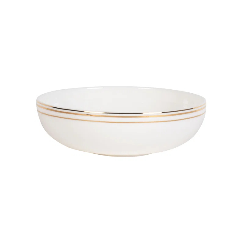 Fitz and Floyd Fitz and Floyd Nevaeh White Coupe Gold 16-Piece Bone China Dinnerware Set, Service for 4