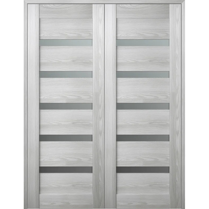 Belldinni Avon 07-04 Vetro Manufactured Wood and Frosted Glass Composite Double Prehung French Door