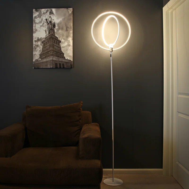 Brightech Eclipse 79 in. Industrial 2-Light 3-Way Dimming LED Floor Lamp with 2 Height Adjustable Heads