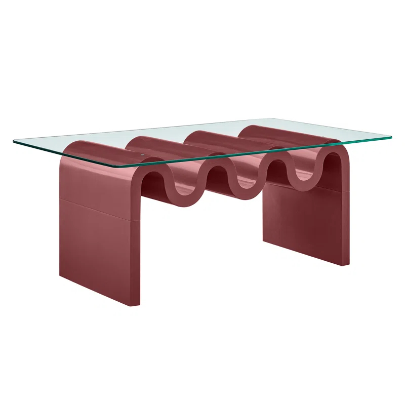 Modway Ondine Glass Top Coffee Table In Spiced Apple