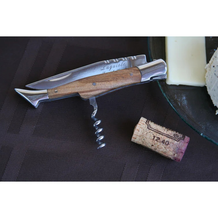 French Home French Home Laguiole Connoisseur Olive Wood Pocket Knife with Cork Screw