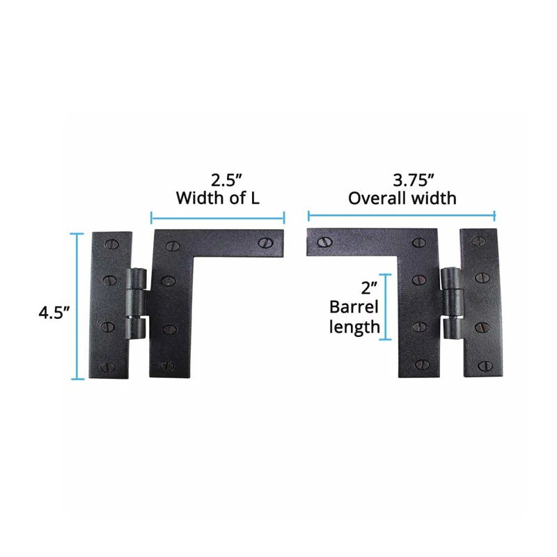 The Renovators Supply Inc. Pair Flush H-L Wrought Iron Cabinet Hinge Surface Mount Hinge