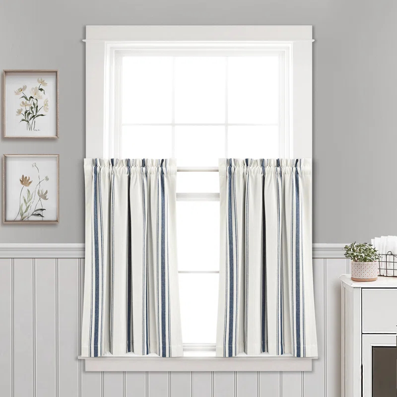 Lush Decor Farmhouse Stripe Striped Ruffled 52'' W Window Valance