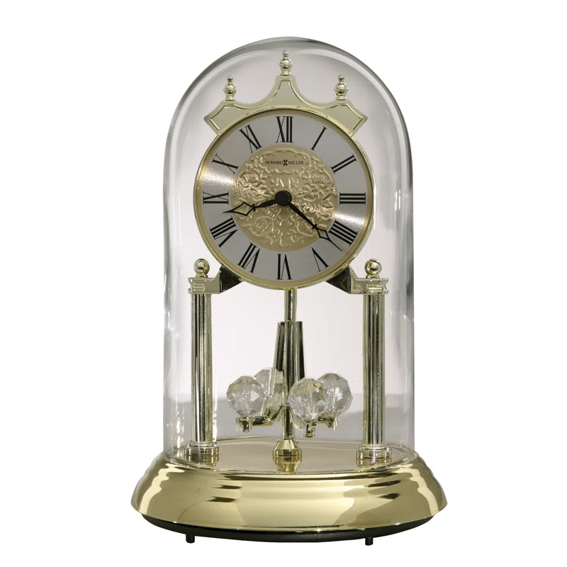 Howard Miller® Christina Glam Roman Numeral Quartz Movement / Crystal Tabletop Clock in Polished Brass