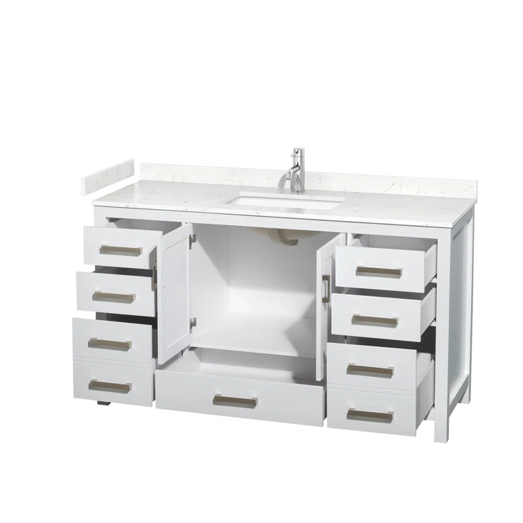Wyndham Collection Sheffield 60" Freestanding Single Bathroom Vanity with Cultured Marble Top