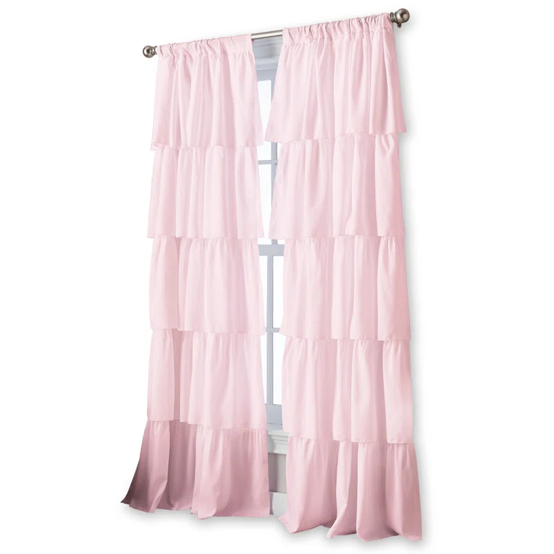 Red Barrel Studio® Flounced Solid Color Semi-Sheer Rod Pocket Single Curtain Panel