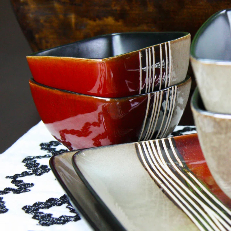 Garley 16 Piece Stoneware Dinnerware Set - Service for 4
