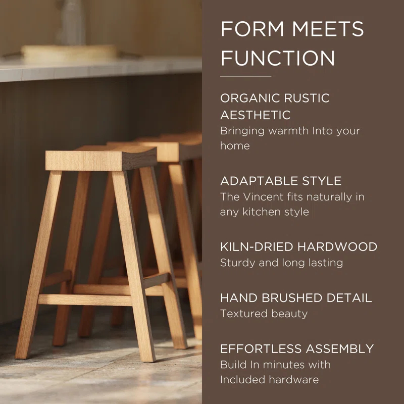 Maven Lane Vincent Wooden Kitchen Bar Stool