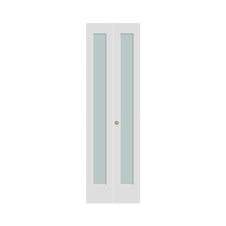 Luxdecor 80'' Solid Core Manufactured Wood 1-Lite Frosted Glass Bi-fold Door With Installation Hardware Kit