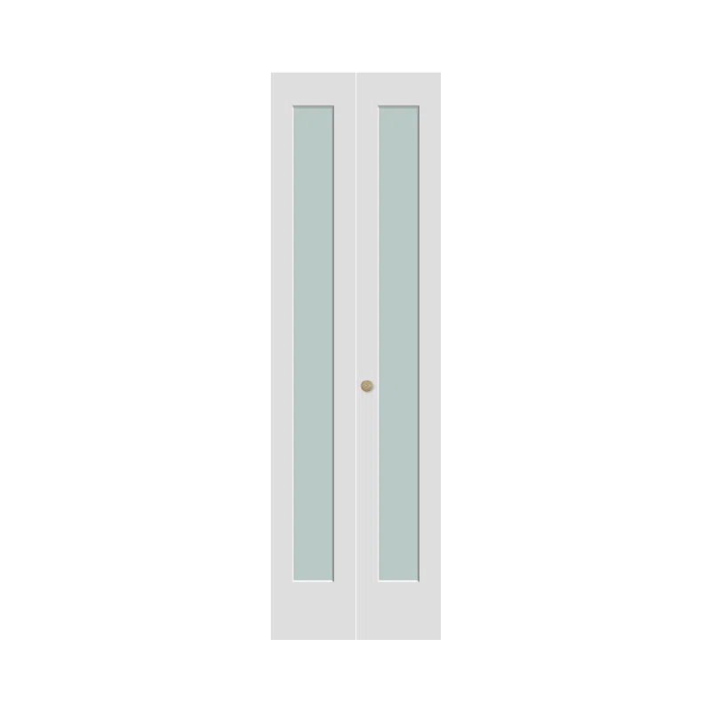 Luxdecor 80'' Solid Core Manufactured Wood 1-Lite Frosted Glass Bi-fold Door With Installation Hardware Kit