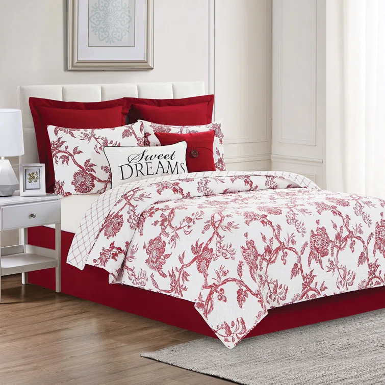 C&F Home Red/White Cotton Reversible Quilt Set